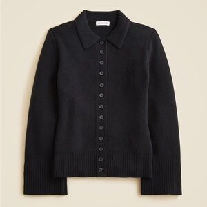 J. Crew Milano-Stitch Cinched-Waist Cardigan NWT Black, Size L, Lambswool